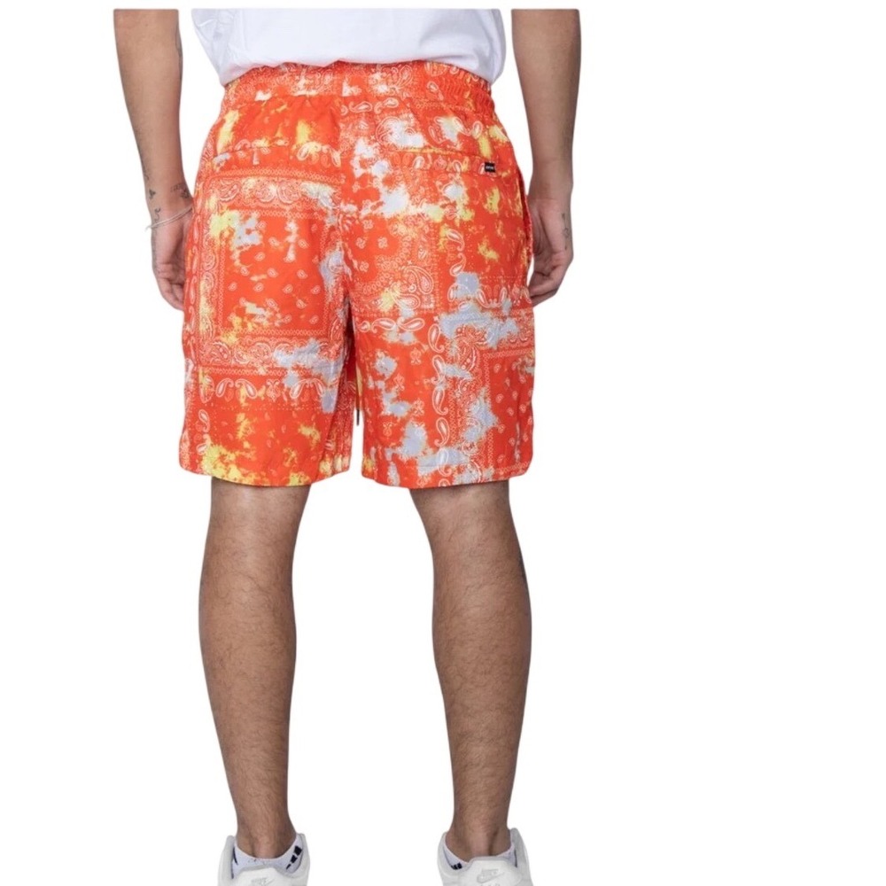EPTM Mens Tie Dye Bandana Shorts Red Orange Paisley‎ Streetwear Size M